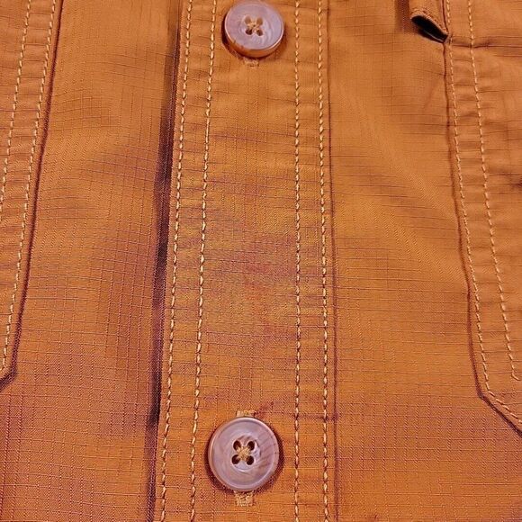 Duluth Trading Shirt Mens XL Orange Button Up Hiking Fish Vented Short Sl Marks* - Picture 3 of 6